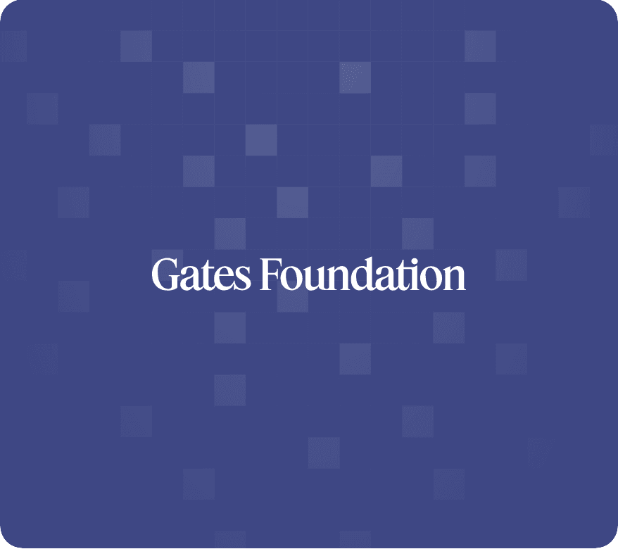 The Gates Foundation wordmark on a deep indigo panel.