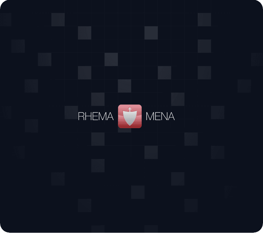 The RHEMA MENA wordmark on a near-black panel.